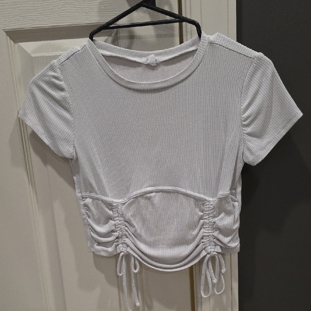 White Ruched Crop Top